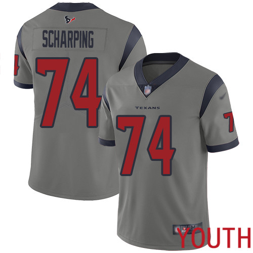 Houston Texans Limited Gray Youth Max Scharping Jersey NFL Football #74 Inverted Legend